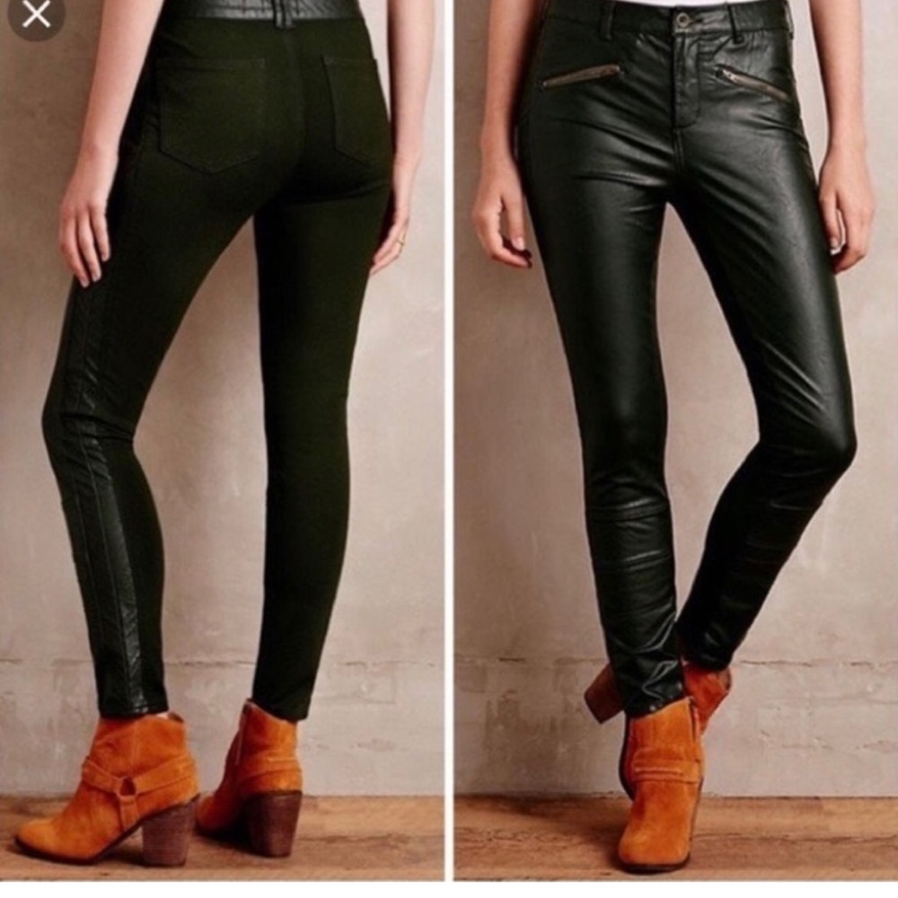 Anthropologie Pilcro Vegan Leather Pants Moto Black Size 28 Baddie Goth Grunge